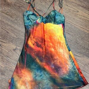 Urban Outfitters Abstract Print Slip Dress Size S Strappy Back